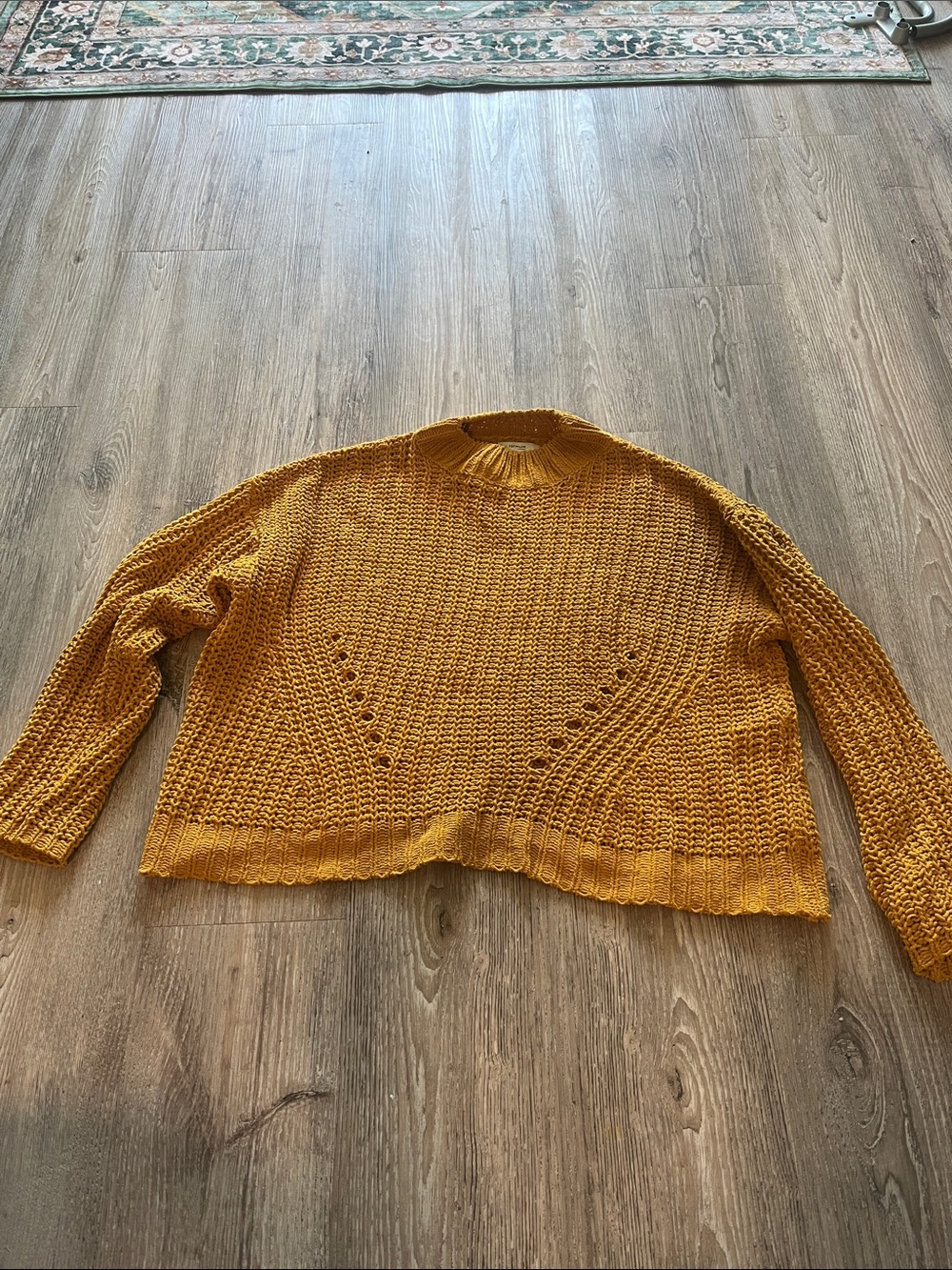 Cropped Mustard Knit Turtleneck Sweater